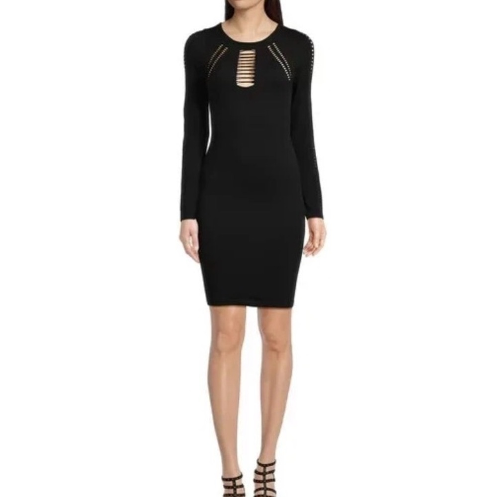 Planet Gold Black Cutout Long Sleeve Dress